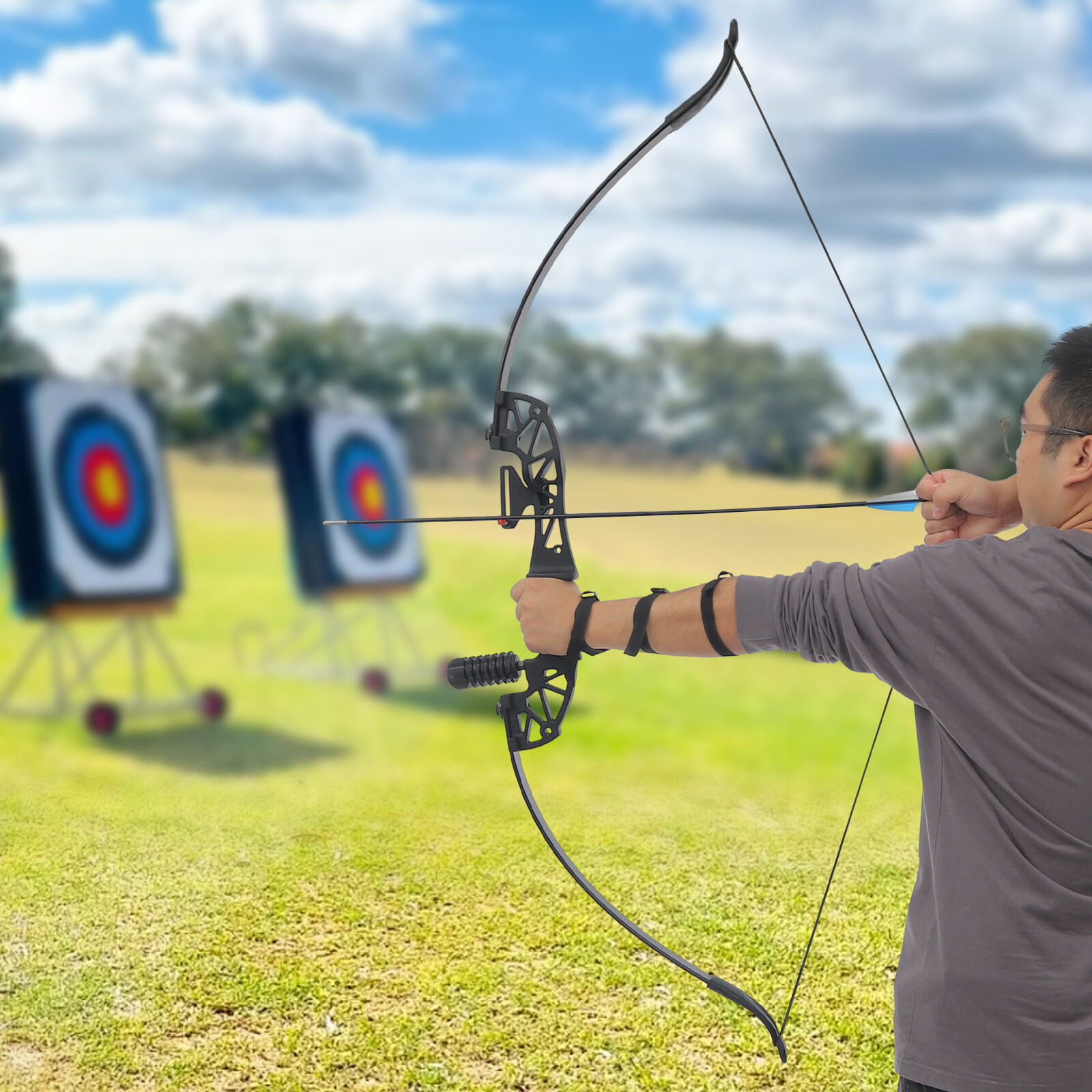 40LBS Recurve Bow Kit Takedown Recurve Bow Set Arrow Kit Right-handed Bow USA