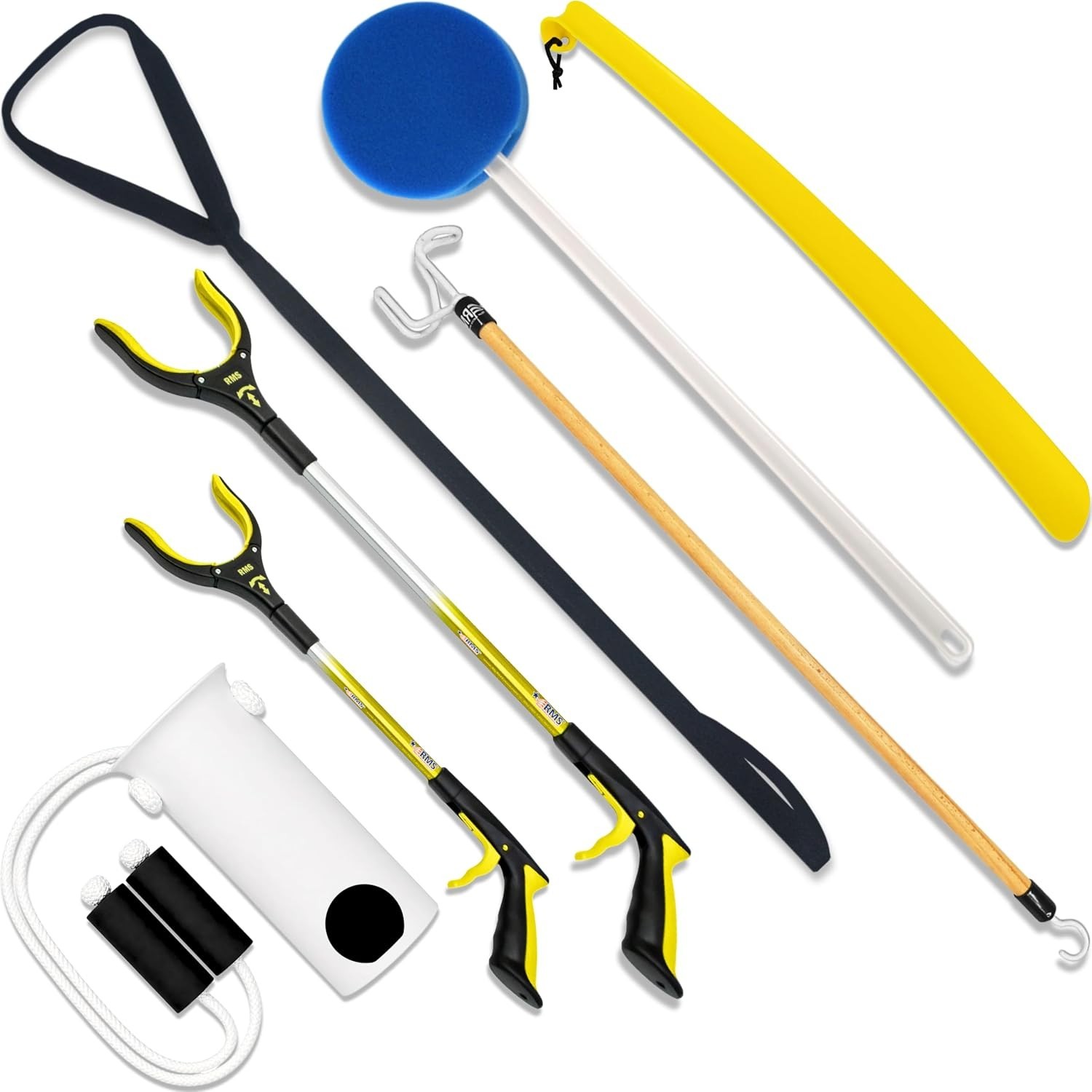 RMS 7PC Hip & Knee Replacement Kit – Grabber, Sock Aid, Shoe Horn, Sponge
