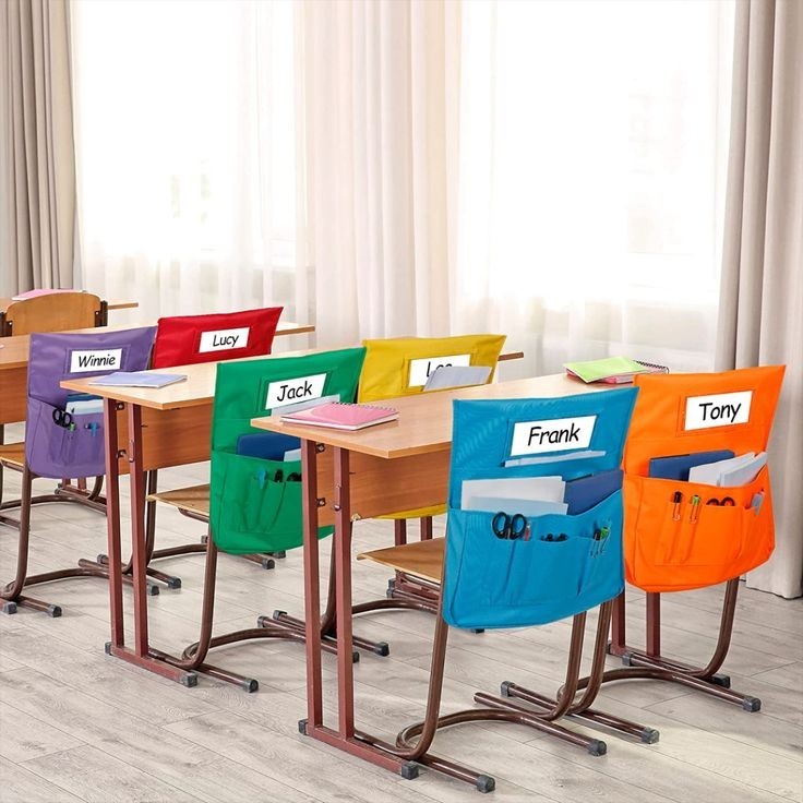 Chair Pockets 24 Pack, 17 x 18 Inch Black Chairback Buddy With Name Slot,...