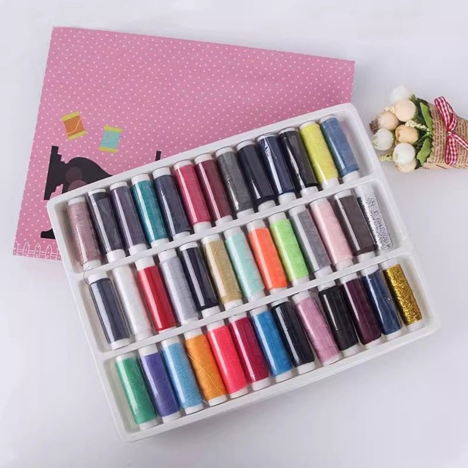 39Pcs Colored Sewing Thread Set Mixed Colors Polyester Spool Fits Many Brands