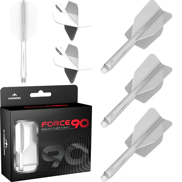 WHITE INTERMEDIATE SLIM MISSION FORCE 90 1 PIECE MOLDED SHAFT & FLIGHT SYSTEM