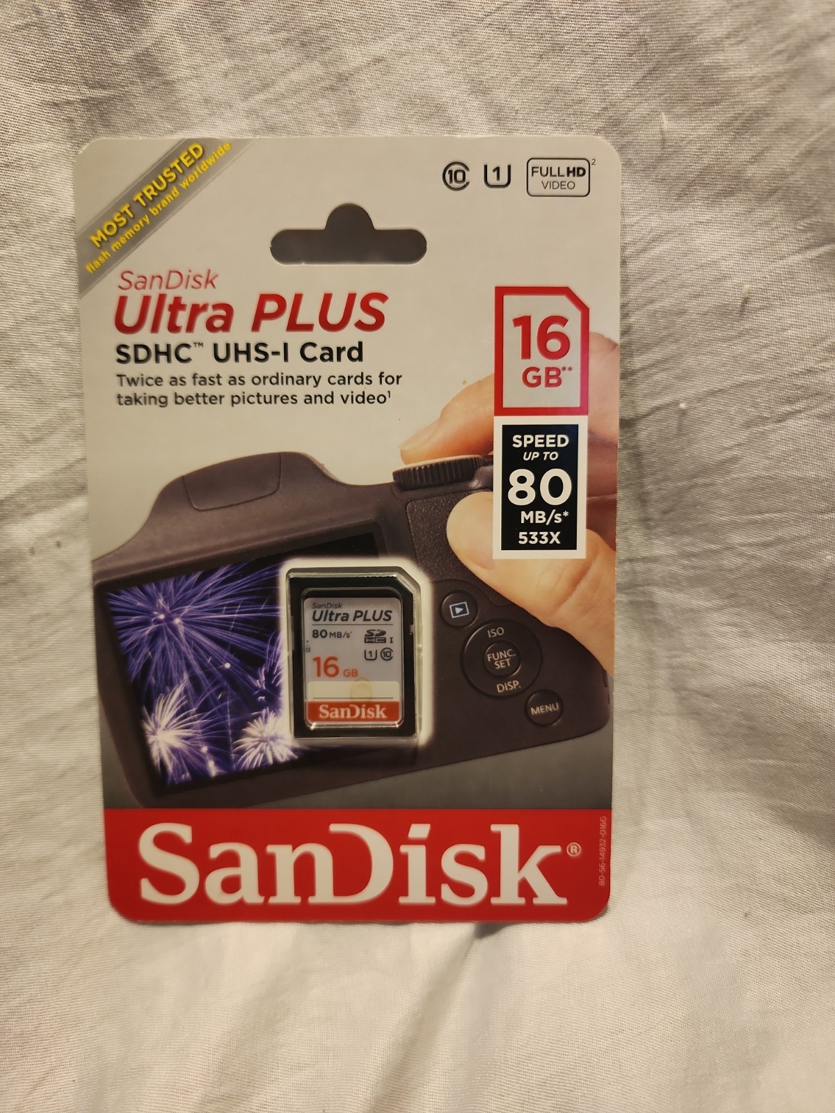 SanDisk Ultra PLUS SDHC UHS-1 Card. 16 GB. Brand New Sealed!!