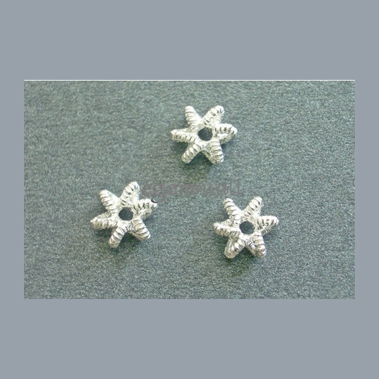 925 Sterling Silver Star Spacer 7mm 5pc #51009