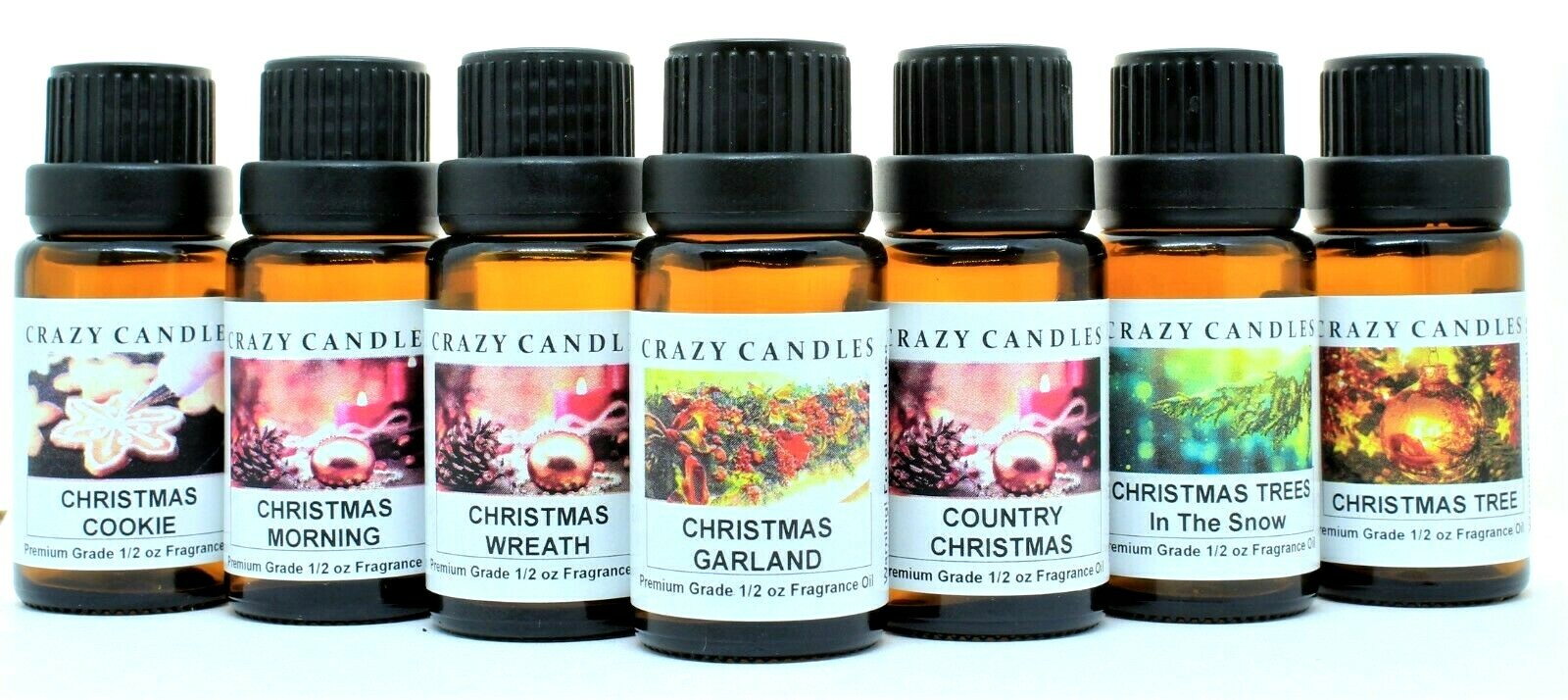 7 Bottles Oil Set, Christmas Collection 1/2 oz Each Premium Grade Crazy Candles