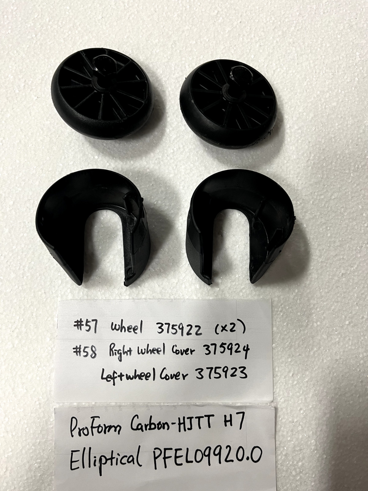 L & R Wheels w/ Covers for ProForm PFEL09920.0 Black Carbon Elliptical