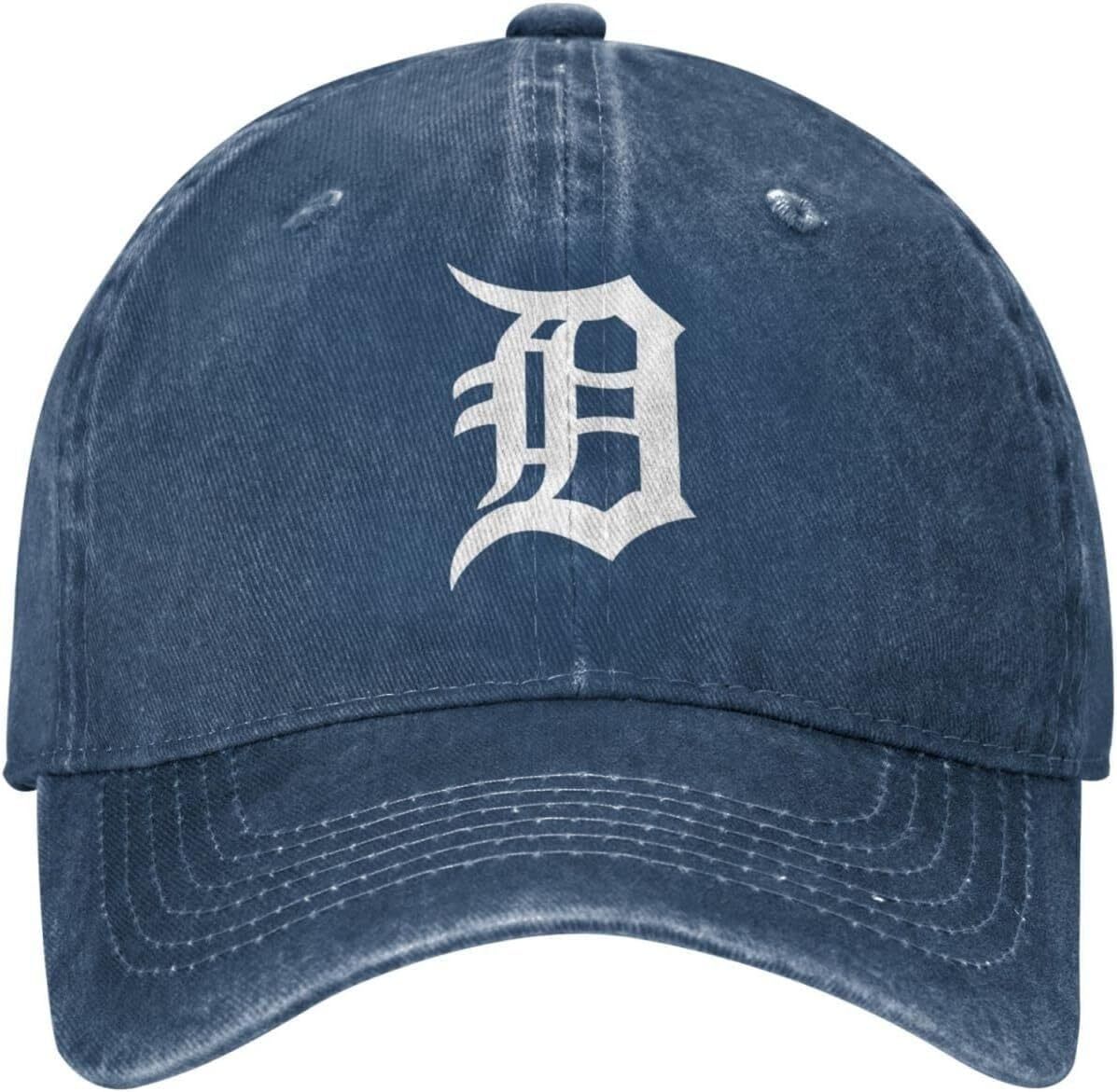 Detroit Unisex Denim Baseball CapAdjustable Fit Stylish Baseball Cap Trucker Hat