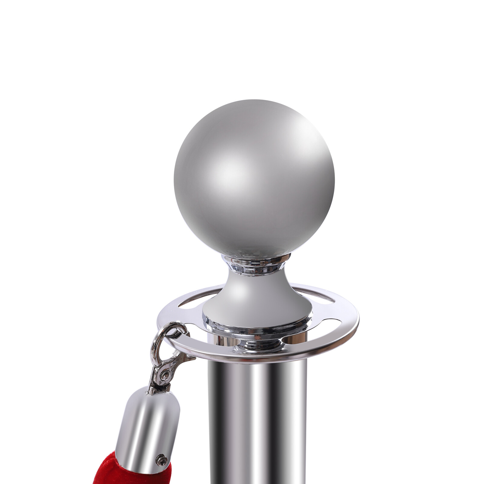 6PCS Stainless Steel Stanchion Post Set Queue Safety Crowd Control Barrier &Rope
