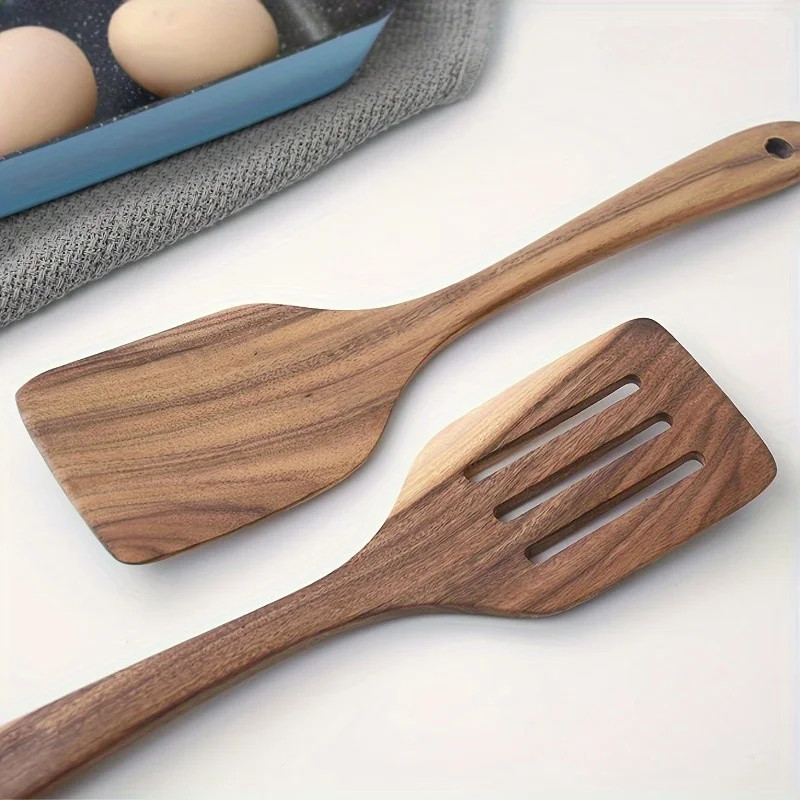 Wooden Spatula Set - Durable & Ergonomic with Long Handles, Multipurpose Cooking