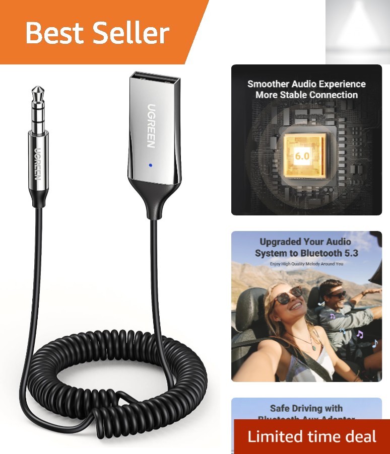 Bluetooth 6.0 Adapter with Built-in Microphone for Smooth Hands-Free Calling