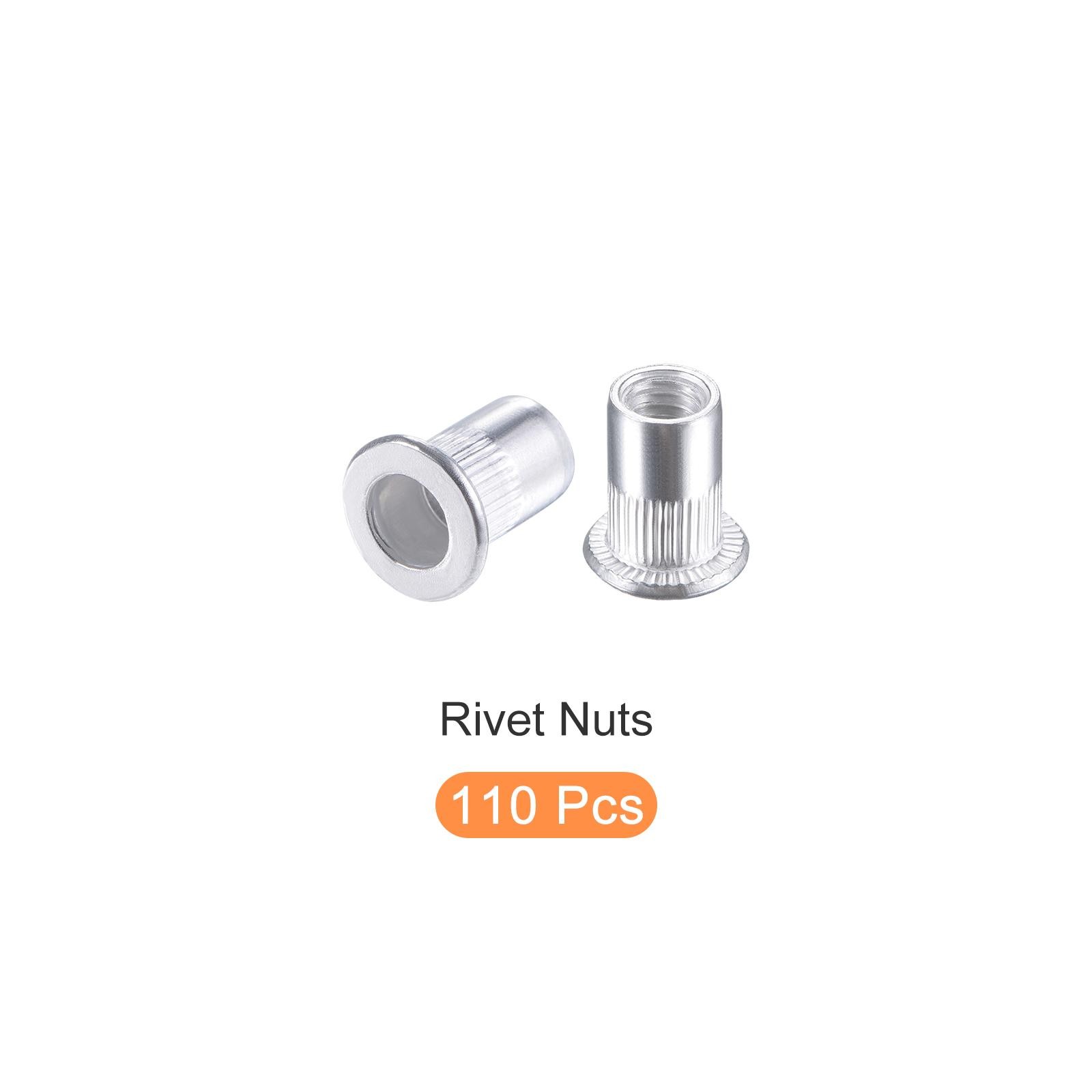 Rivet Nuts (M6) 110Pcs, Aluminum Alloy Knurled Threaded Insert Nuts