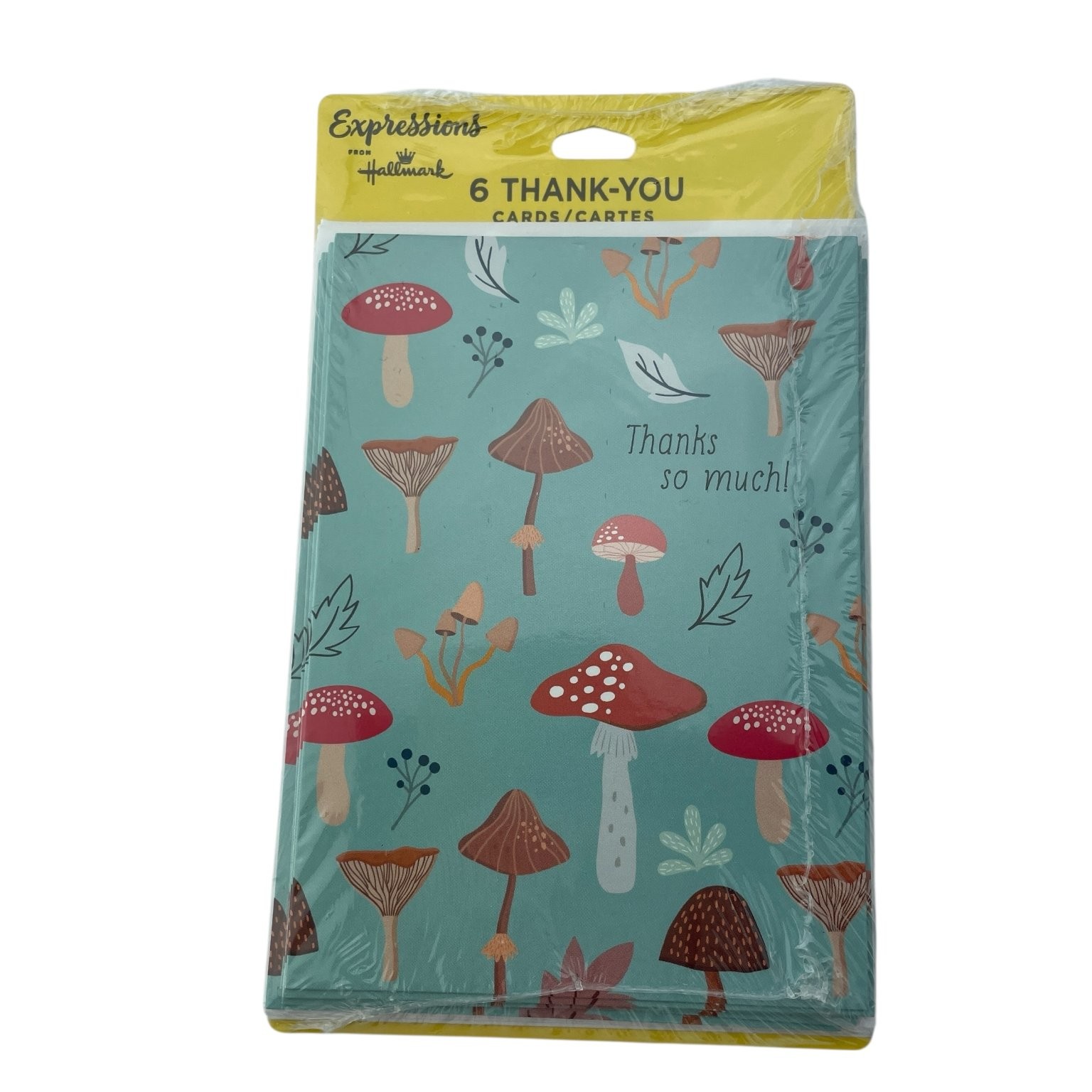 Hallmark Expressions 6 Thank-You Cards Stationery Set Mushroom Design