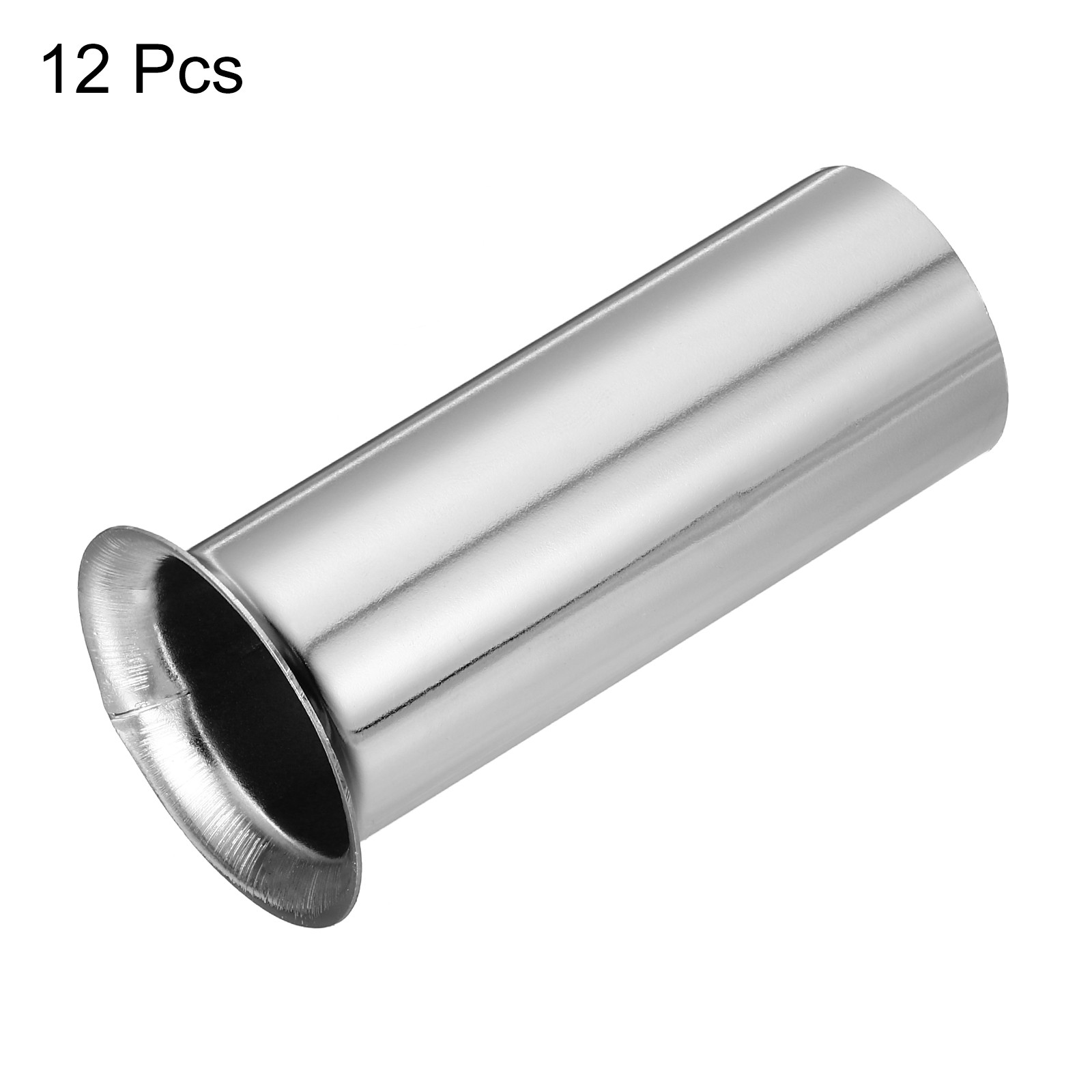 Candle Socket Covers, 3.1 Inch Base Holder, Silver Tone 12 Pcs