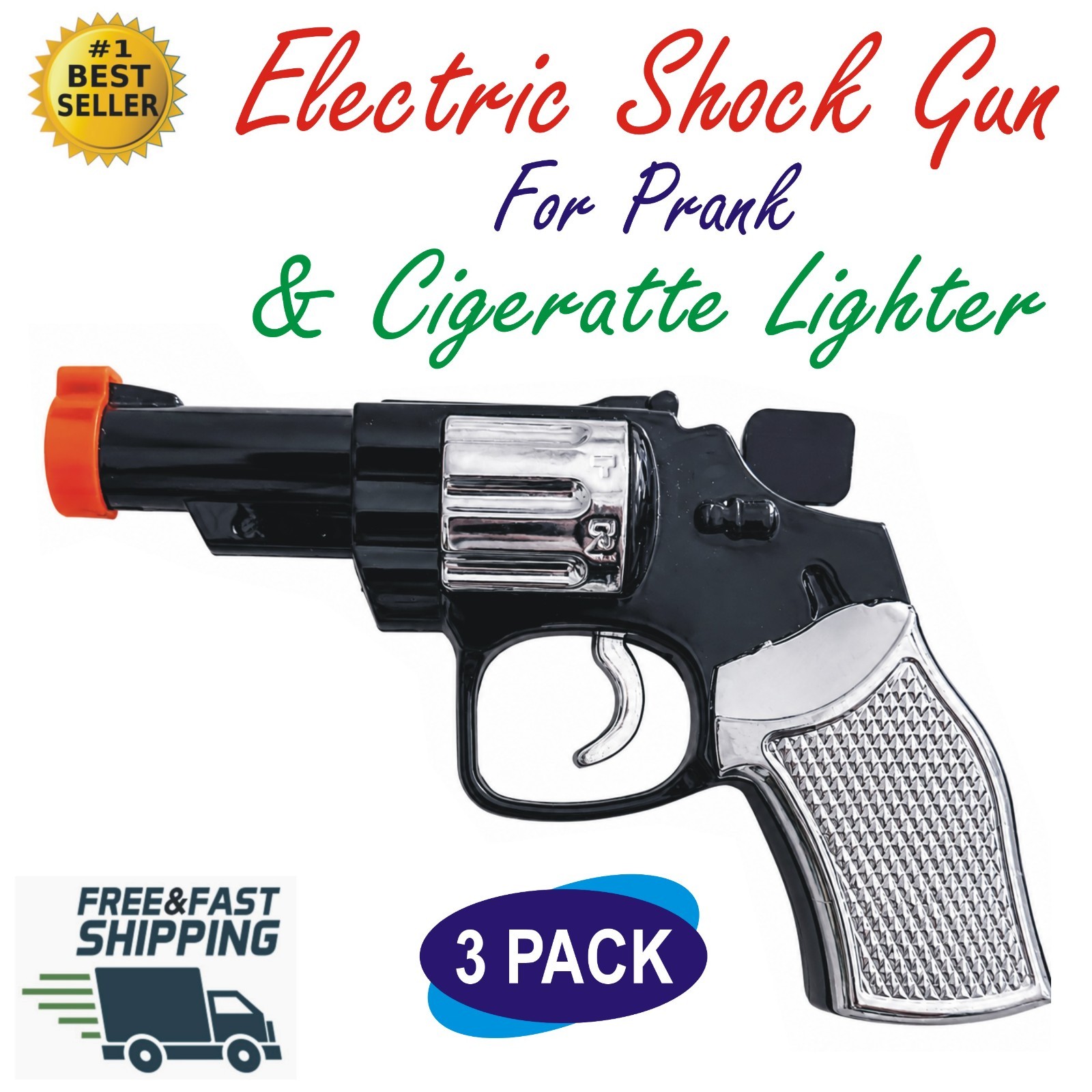 Pistol Shaped Shocking Gun Lighter Butane Torch Lighter , Windproof, Refillable