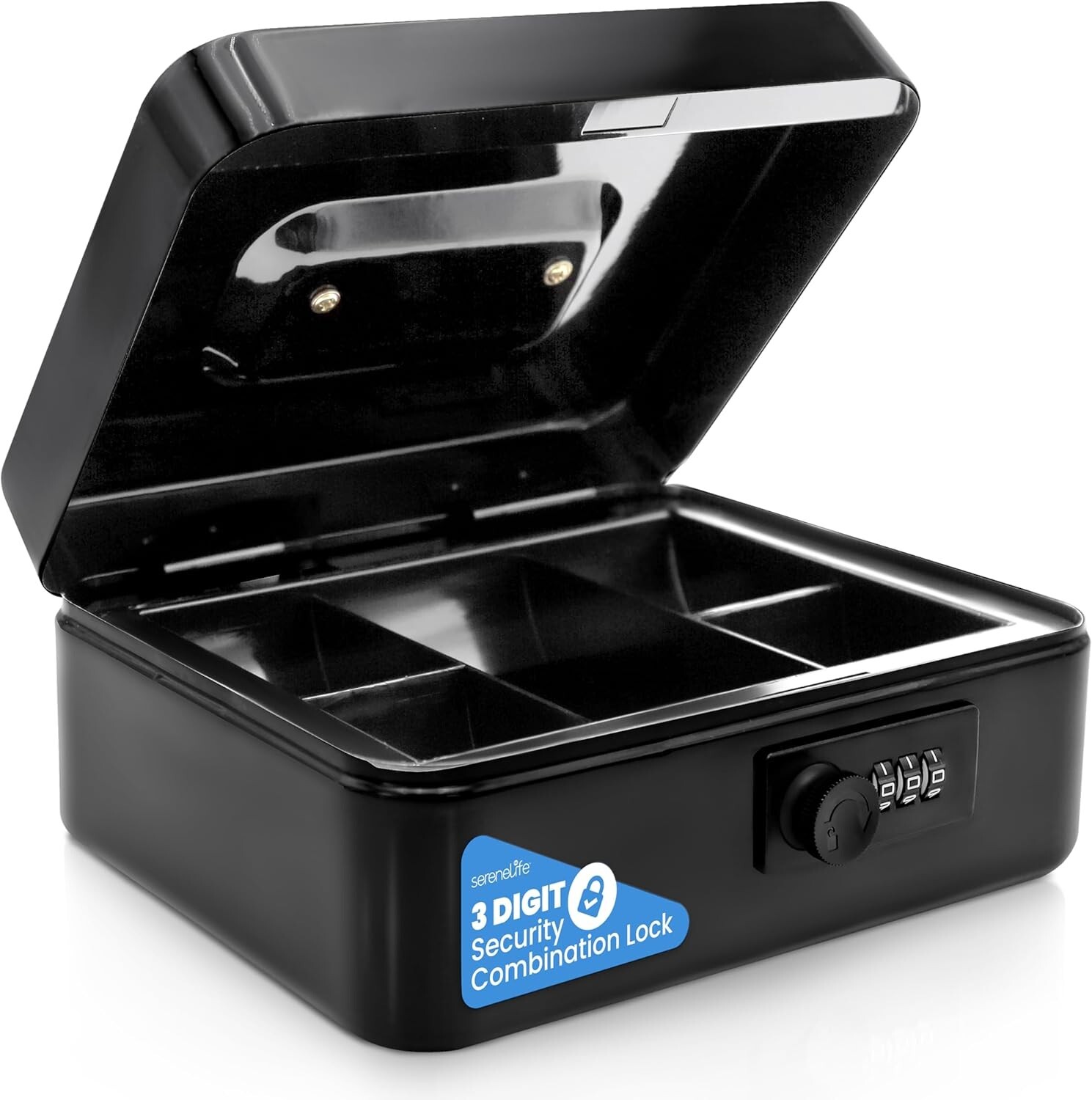 8" Metal Cash Box with Lock | Cash Safe Lock Box with Money Tray, Lockable NEW