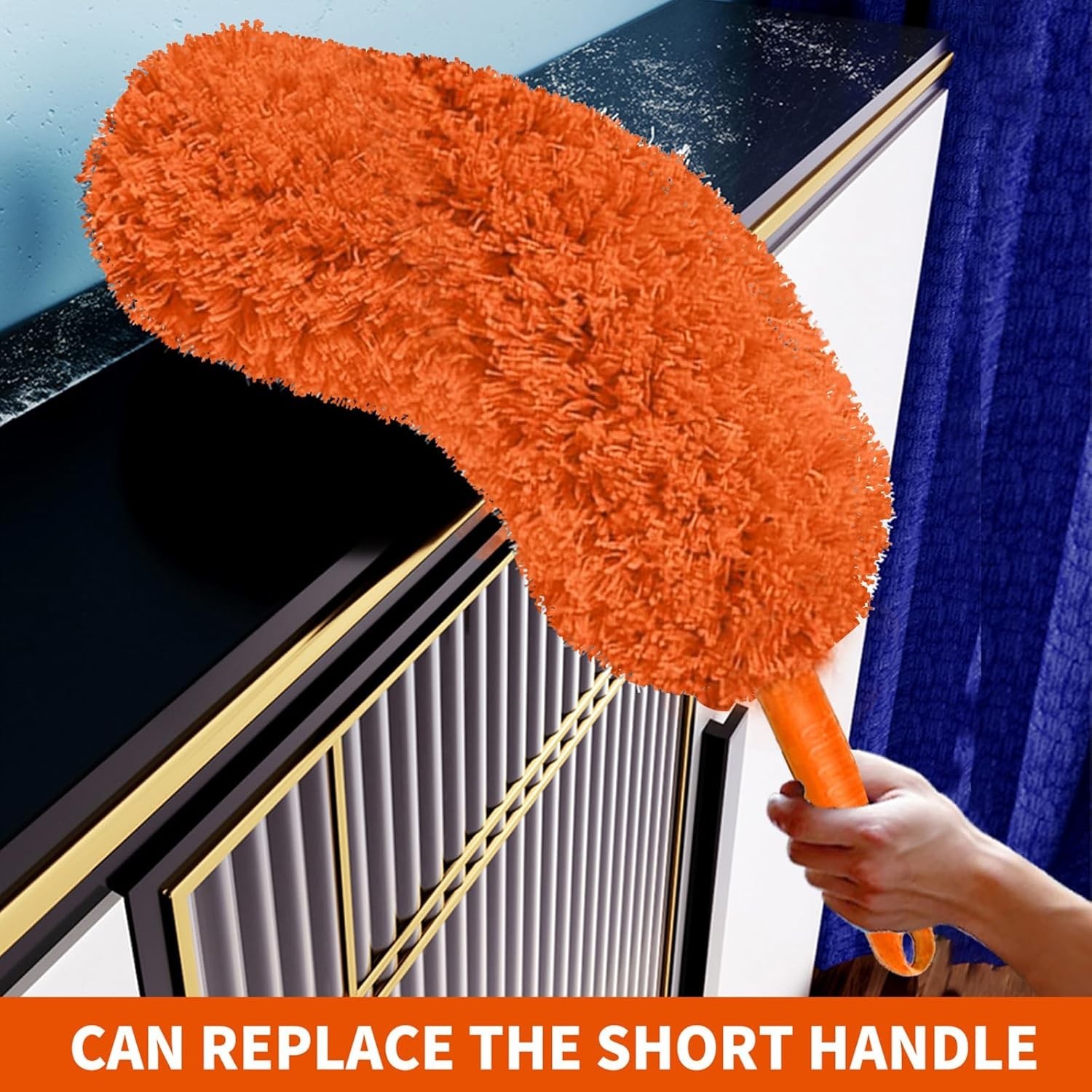 Extendable Cobweb Duster Kit with Telescoping Pole and Microfiber Head for Hi...