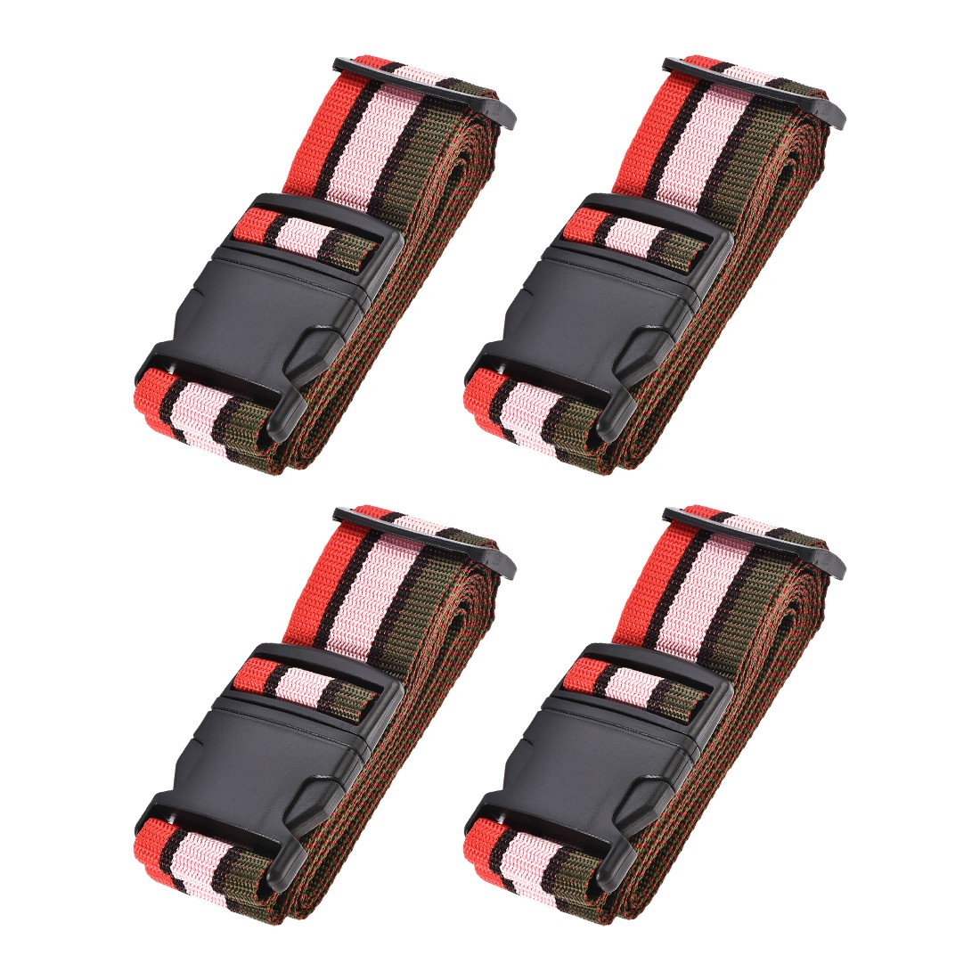 4 x Luggage Straps Suitcase Belts 2Mx5cm Travel Packing Red Pink Dark Green