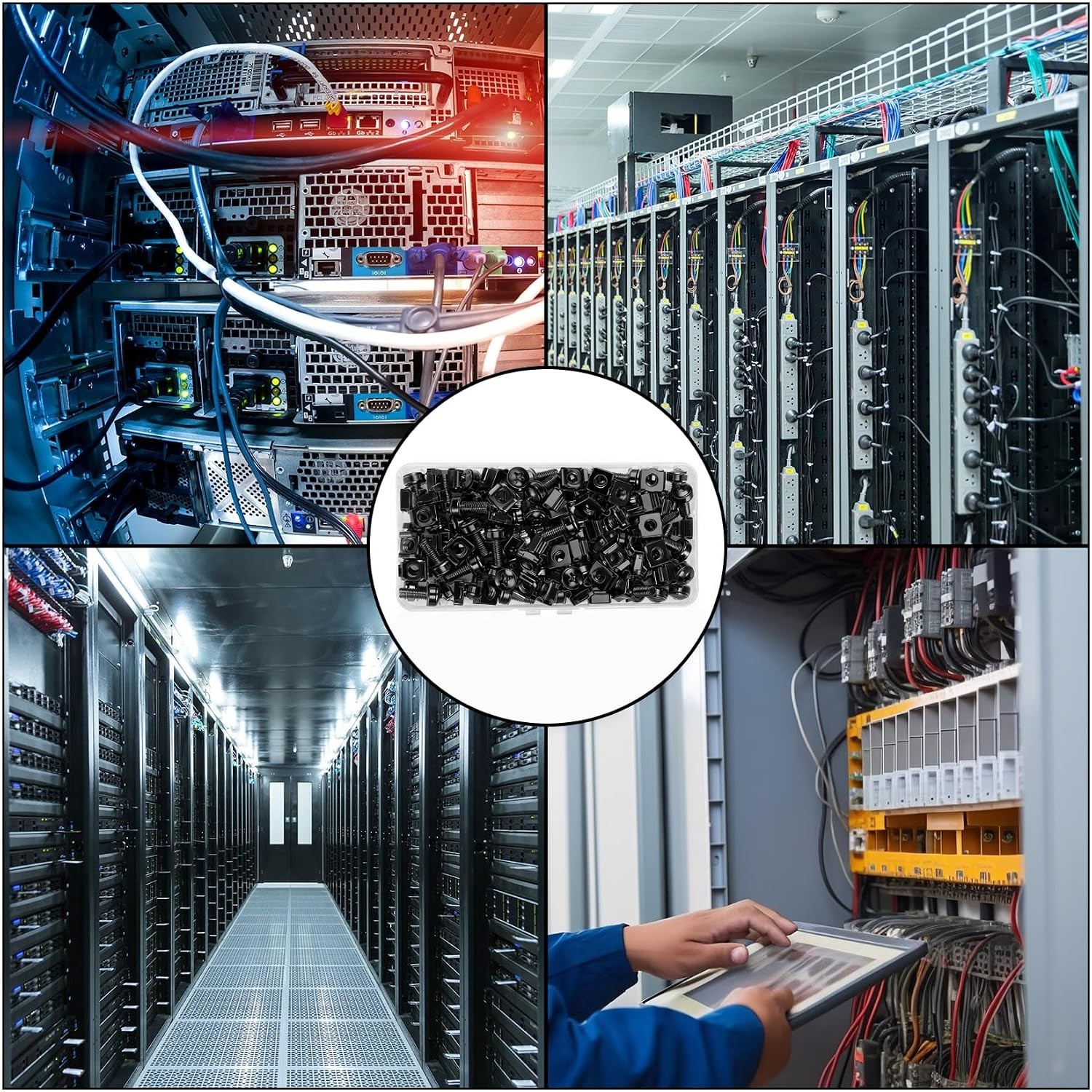 40 Pcs/20 Set Rack Mount Screws and Cage Nuts for Server Rack Cabinet, Black ...