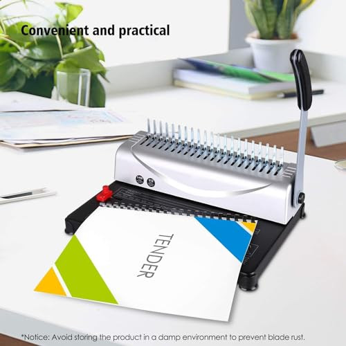 Binding Machine, 21-Hole, 450 Sheets, Comb Binding Machines with 1 Box Comb