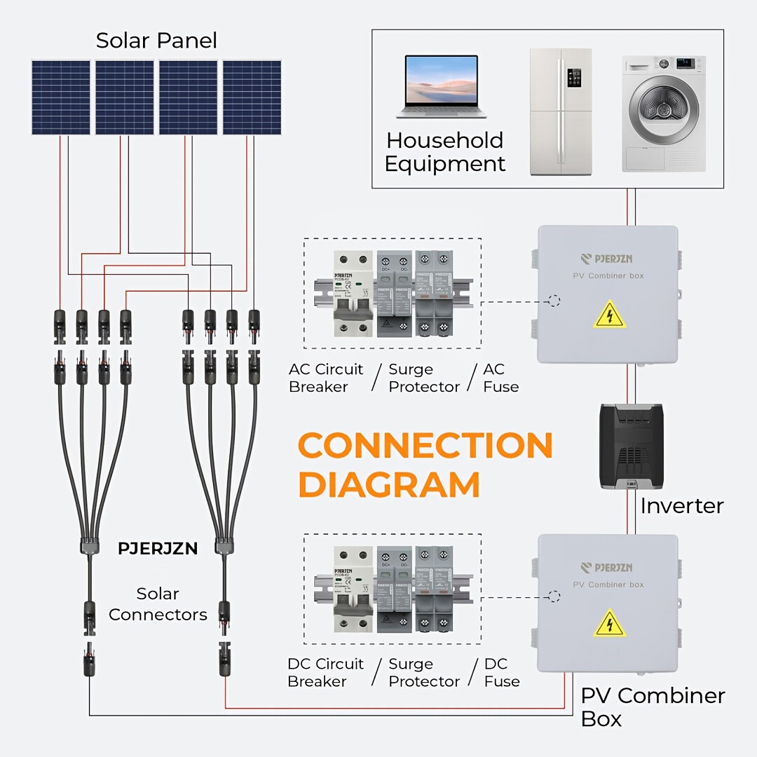 1000V 4 to 1 Solar Panel Connector 4 Way Solar Panel Parallel Connectors