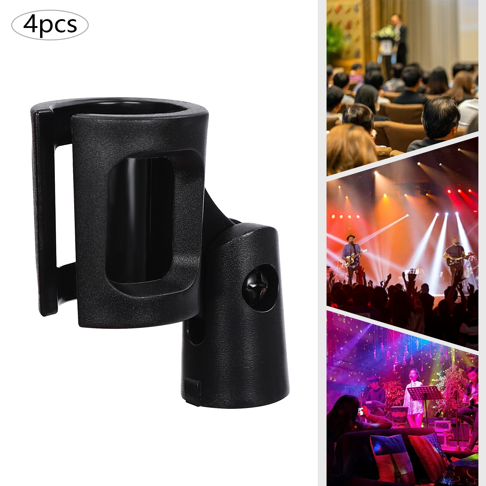 4 Pcs Universal 180° Microphone Clips Clamp Holder For Wired/ Wireless Mic Stand