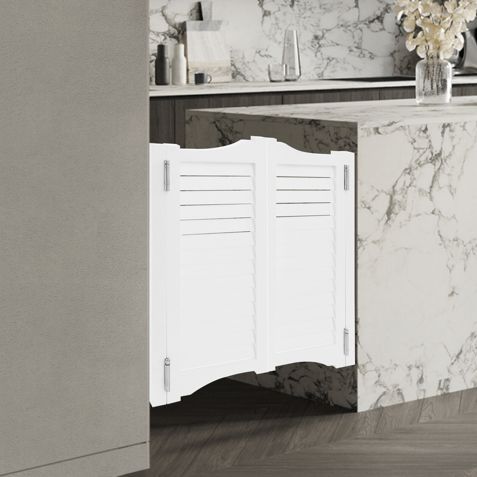 Solid Wood Partition Double Door for Shop Entrance 90??90cm/35.4??35.4in White