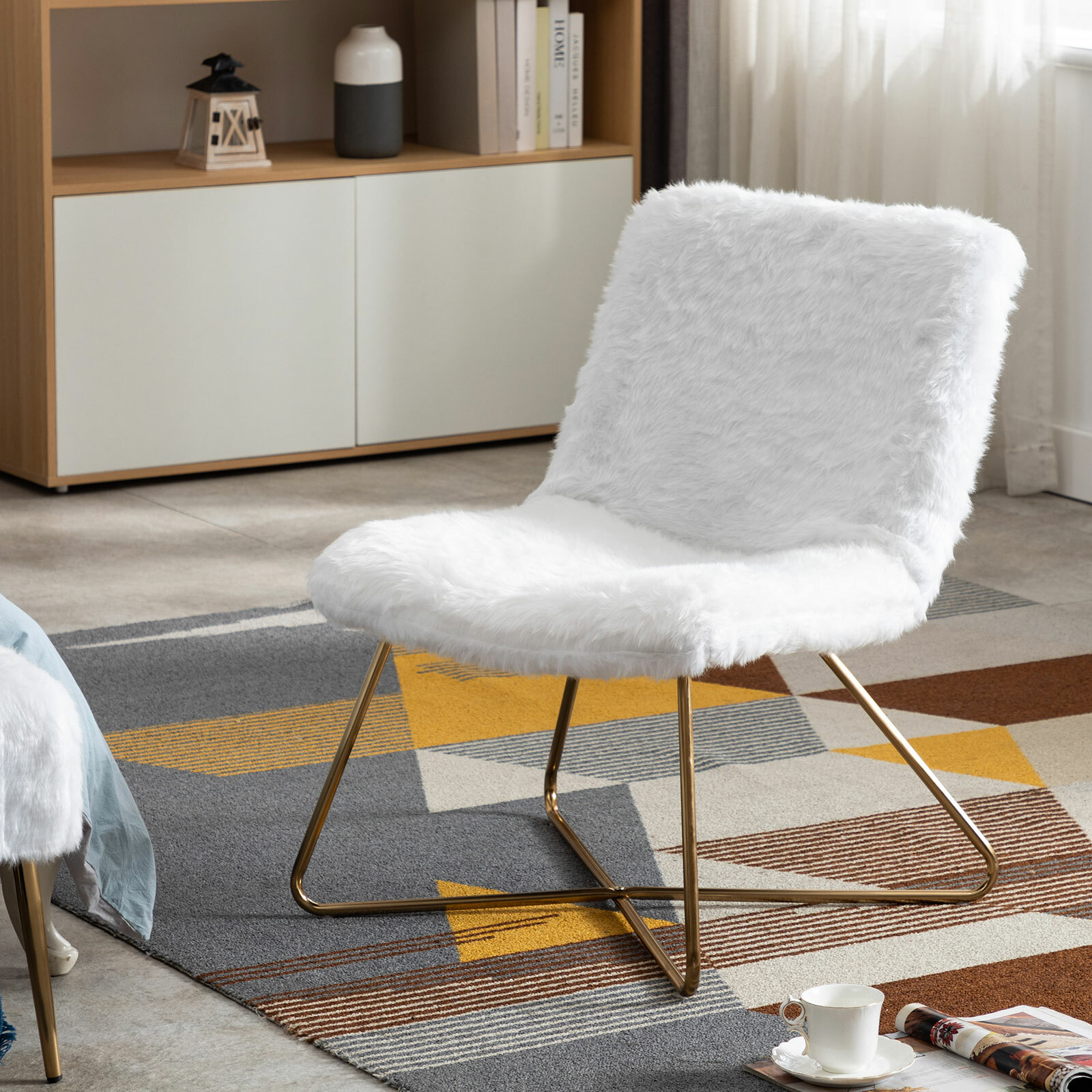Duhome Faux Fur Upholstered Living Room Chair Accent Chair Modern Desk Chair