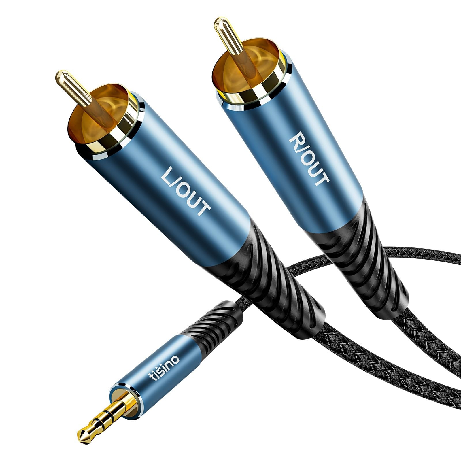 Tisino RCA to 3.5mm AUX Cable, 2 Male 1/8" TRS Headphone Jack 5 ft