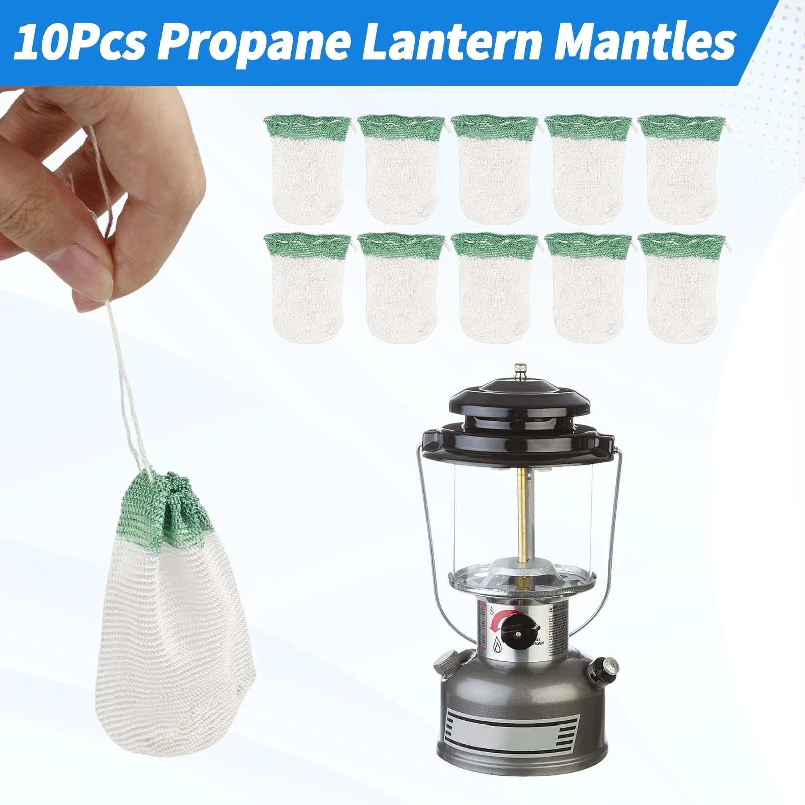 10-Pack Propane Lantern Mantles with Glass Globe: U-Shape & Standard Replacement