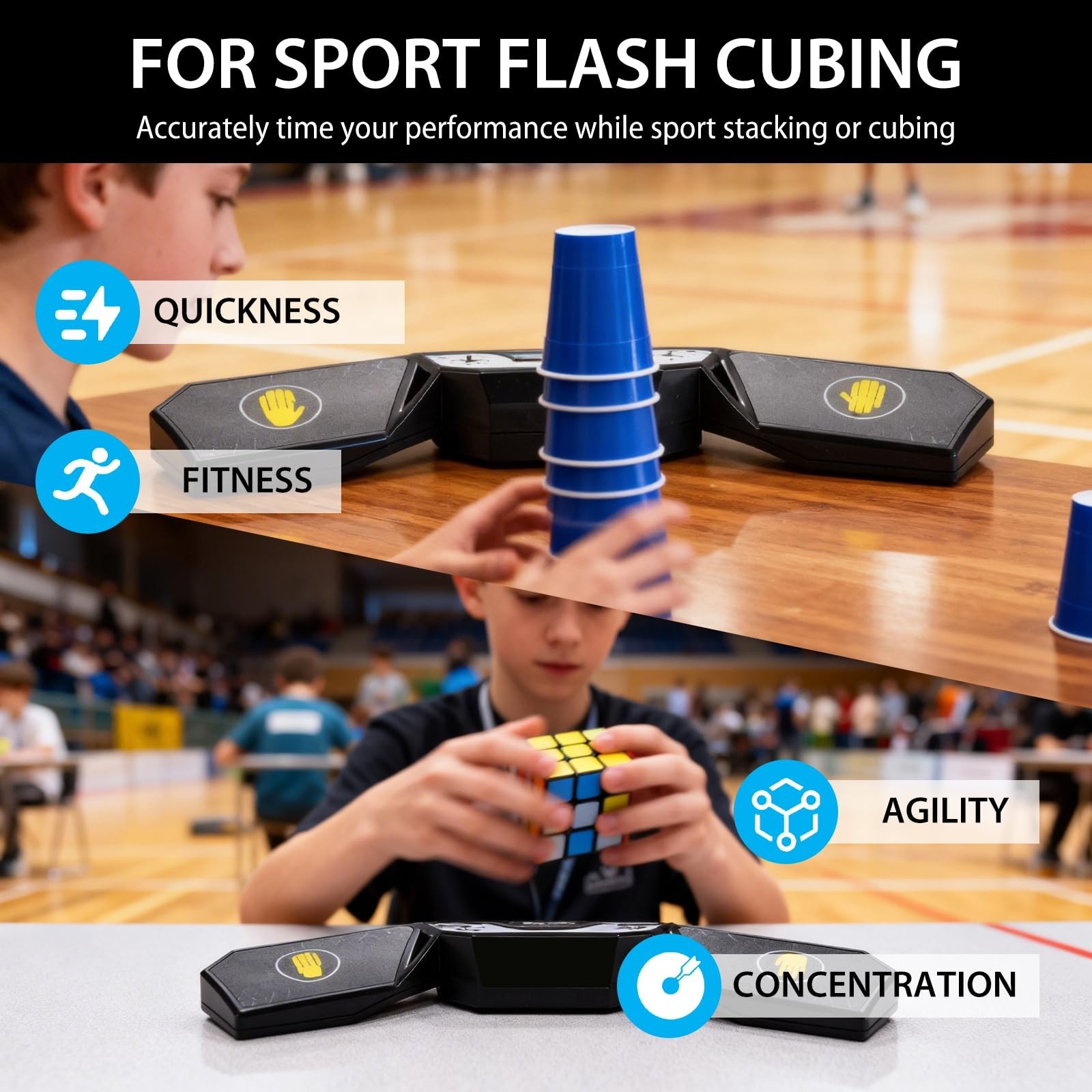 Professional Speed Cube Timer,Touch Control Timer with Display, Cube Race Sta...