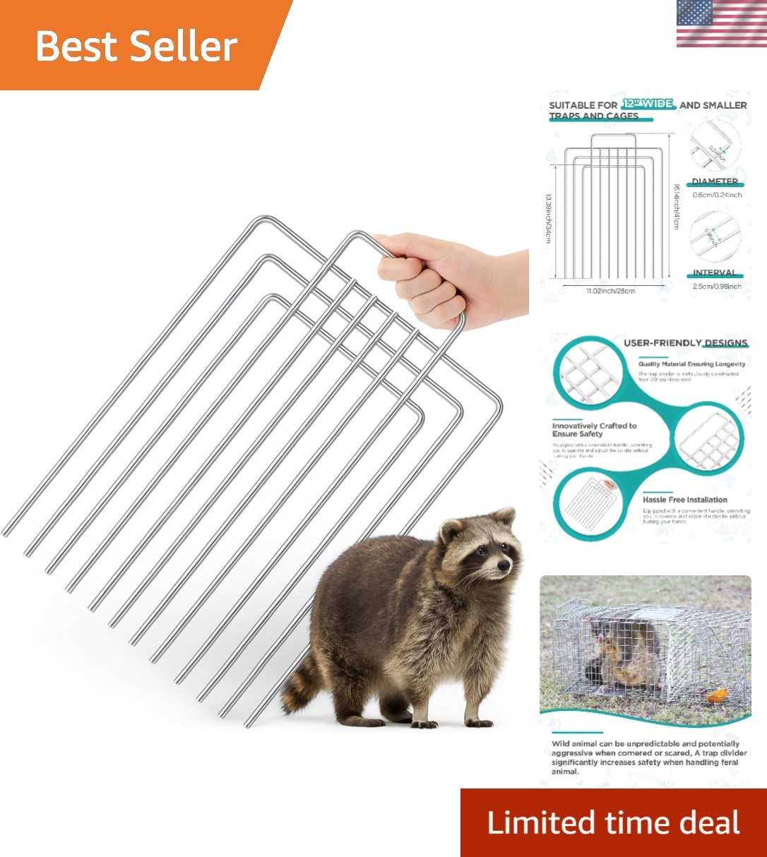 Stainless Steel Trap Divider for Small Animal Cages - 12" Compatible