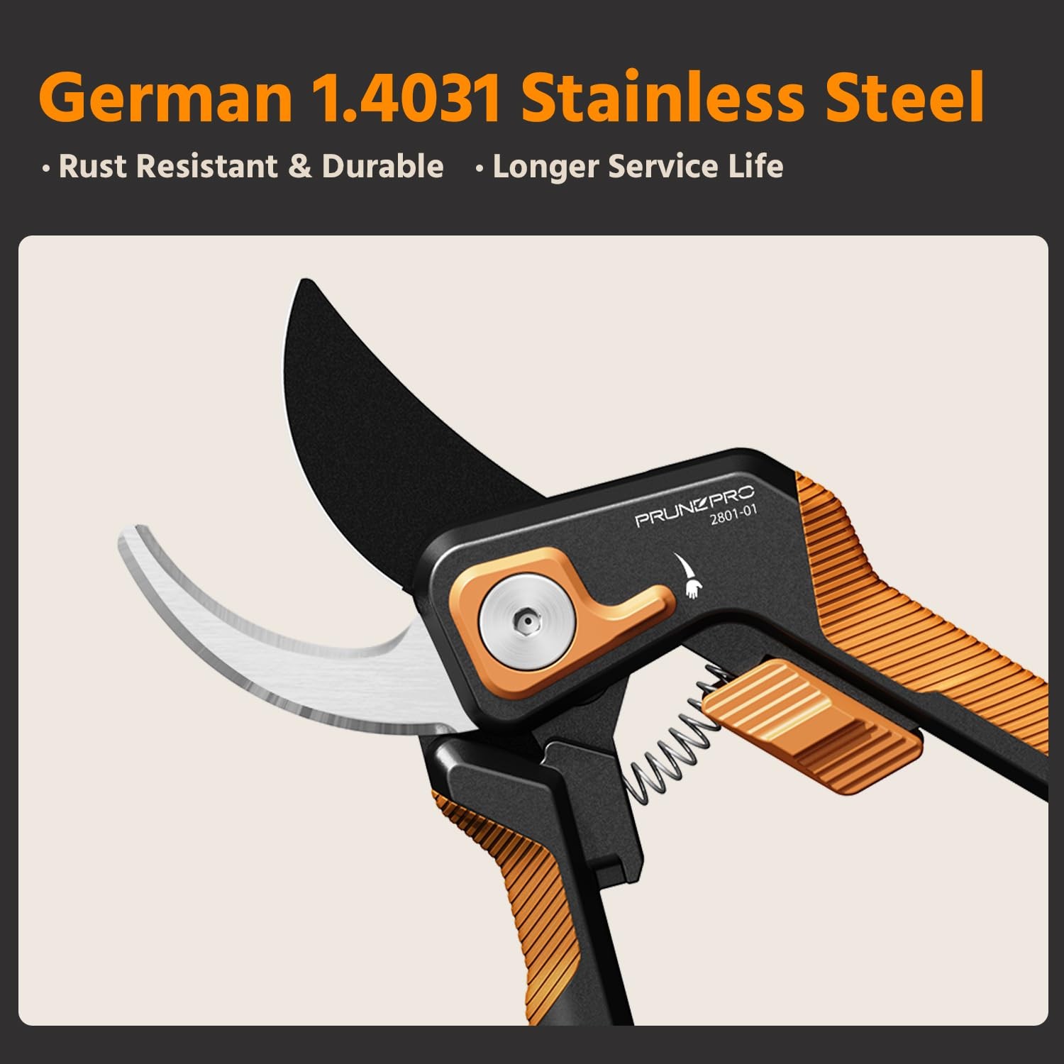 PrunePro Pruning Shears Gardening Scissors Set Professional Hand Orange