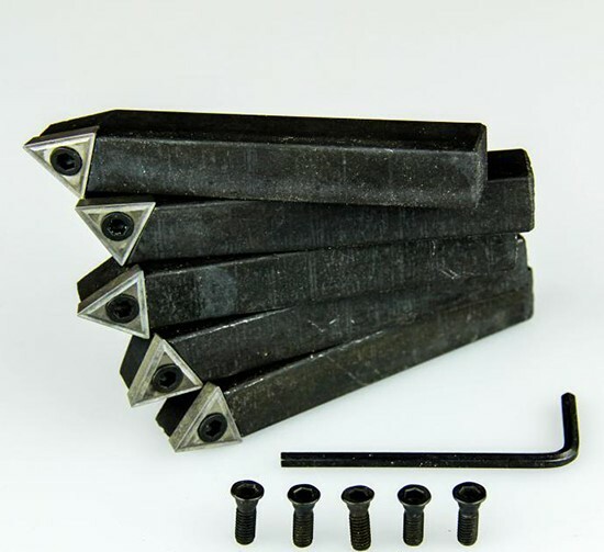 1/2" 5 Pc Indexable Carbide Insert Turning Tool Bit Lathe Set C6 Chipbreaker