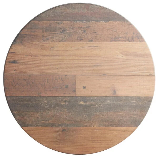 36'' Round All-Weather Restaurant Table Top with Textured Farmhouse Laminate Top