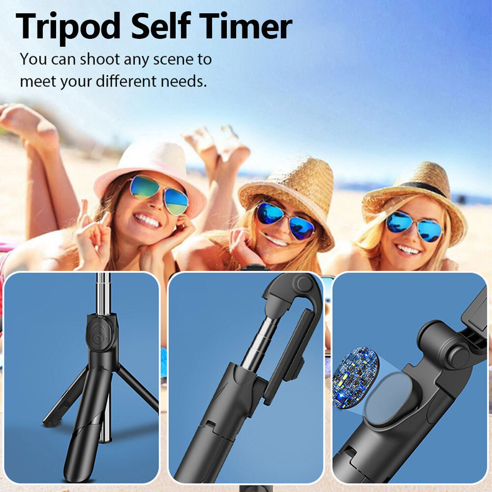 Extendable Wired Remote Self-Pole Handheld Selfie Stick For iPhone Samsung Gold