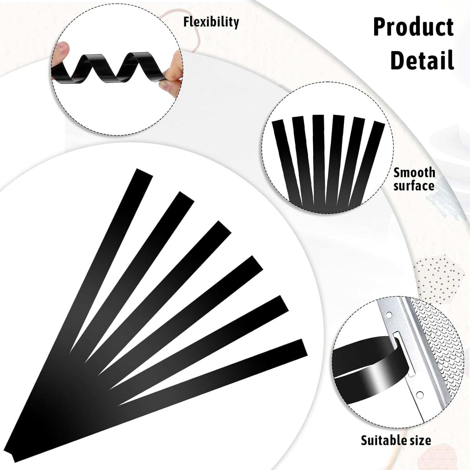 6 Pcs Snare Drum Strap Wire Polyester Film Straps Black Wire...