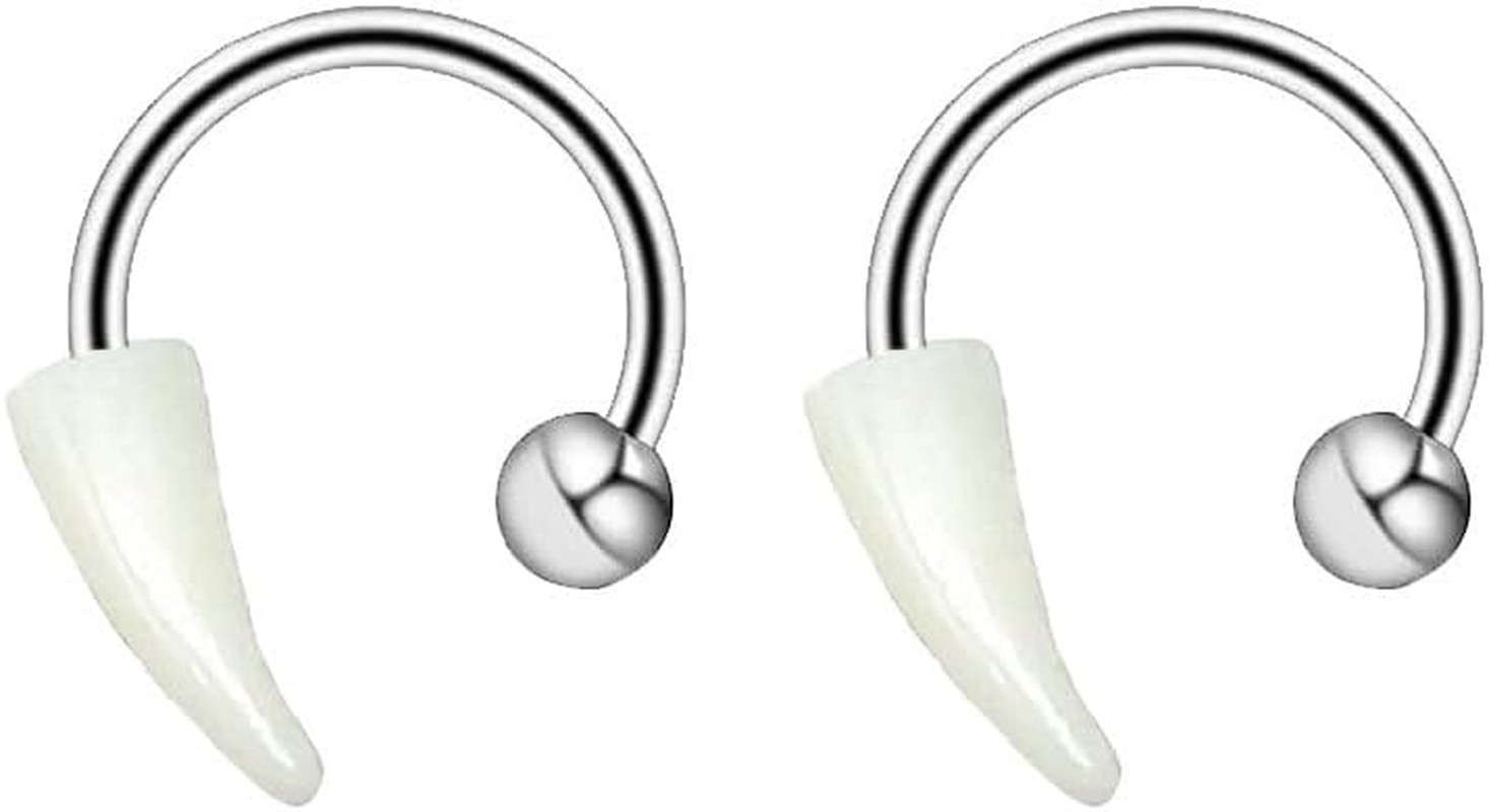2Pcs 16G Vampire Fangs Lip Rings for Women Men Stainless Steel Snake B...
