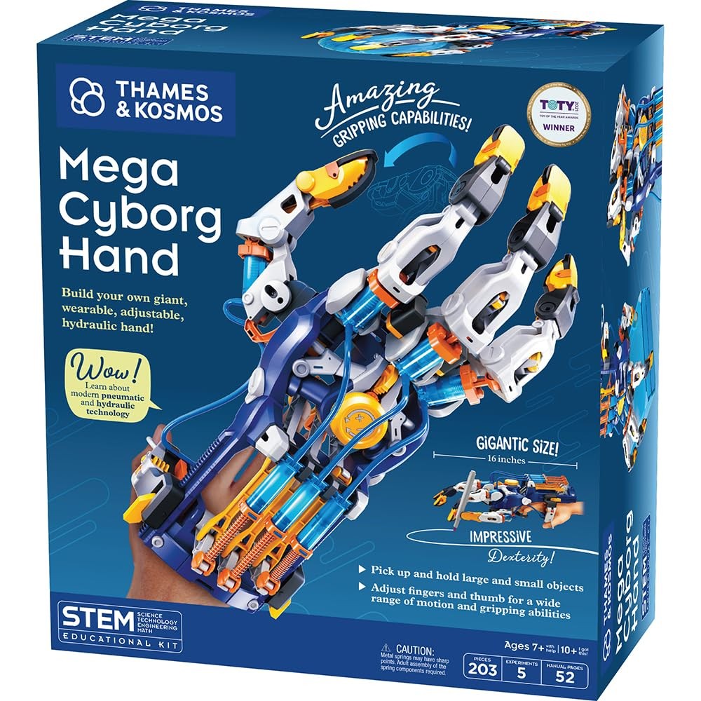 Thames & Kosmos Mega Cyborg Hand STEM Experiment Kit | Build Your Small, Blue