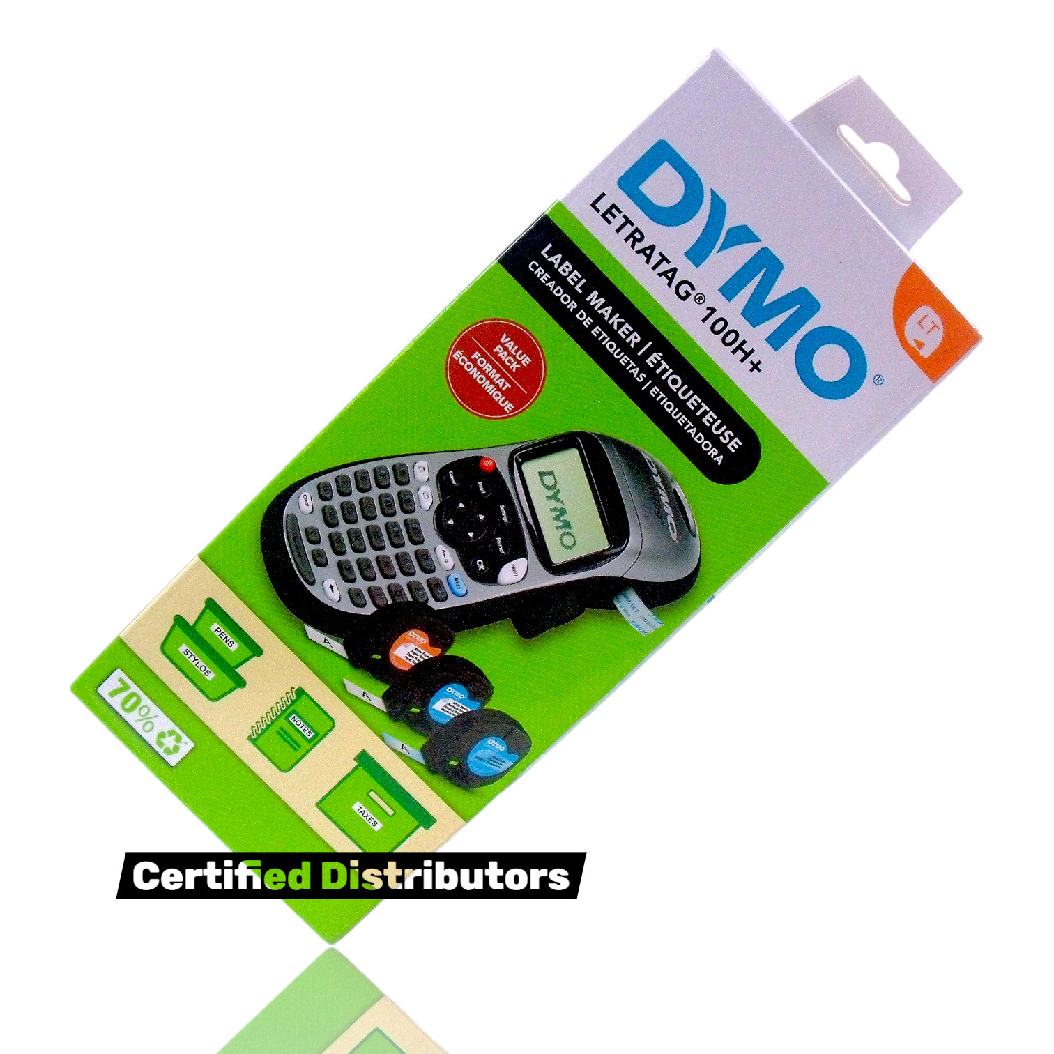 Dymo Handheld Label Maker (LetraTag 100H+ Plus) Value Pack with 3 Labeling Tapes