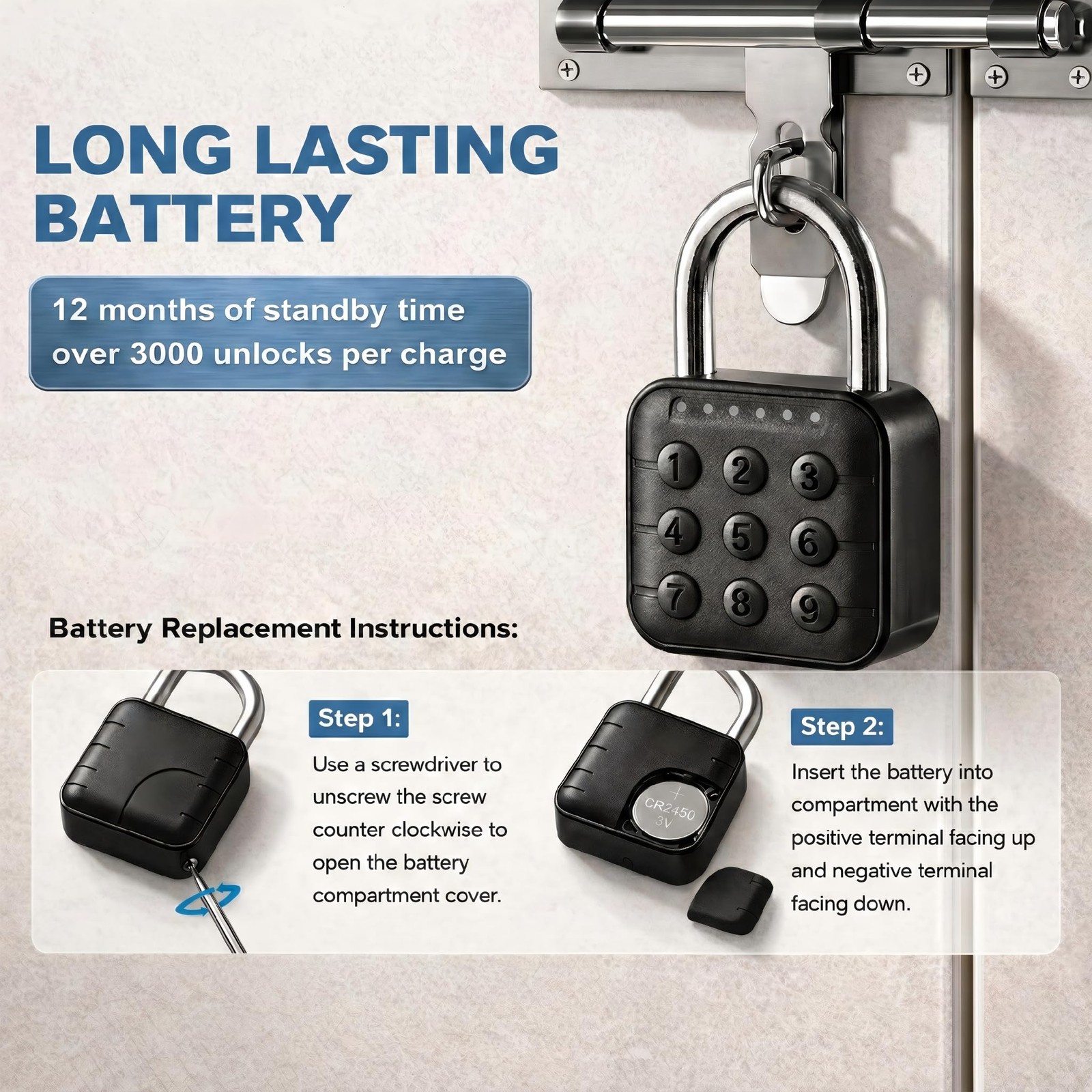 TLYITU Combination Padlock – Lock with 6-Digit 1 Pack, Black