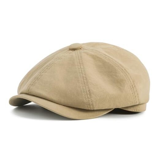 BOTVELA Men's Newsboy Gatsby Hat Cotton Vintage Flat Ivy Cabbie Cap 7 3/4 Khaki