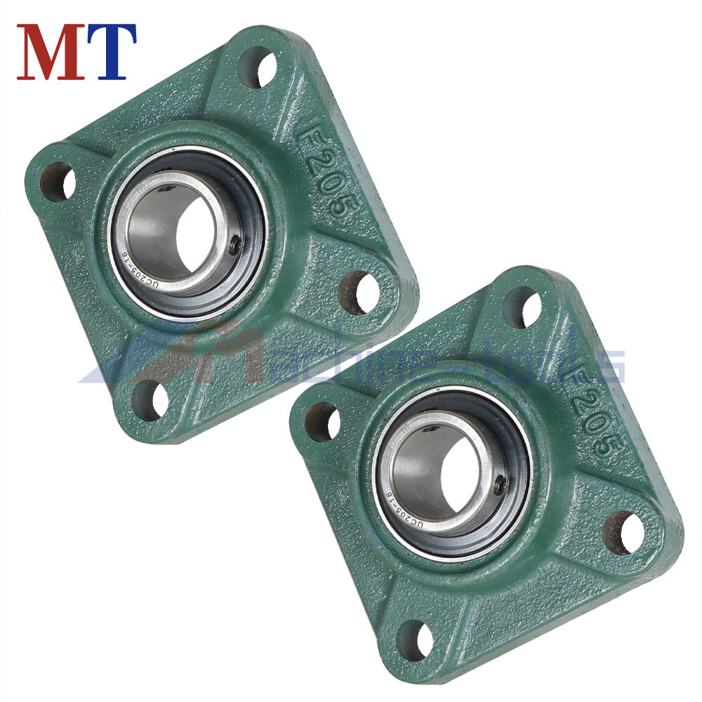 2 Pack UCF205-16 Solid Base Pillow Block Flange Mounted Bearing 1" Bore 4 Bolt