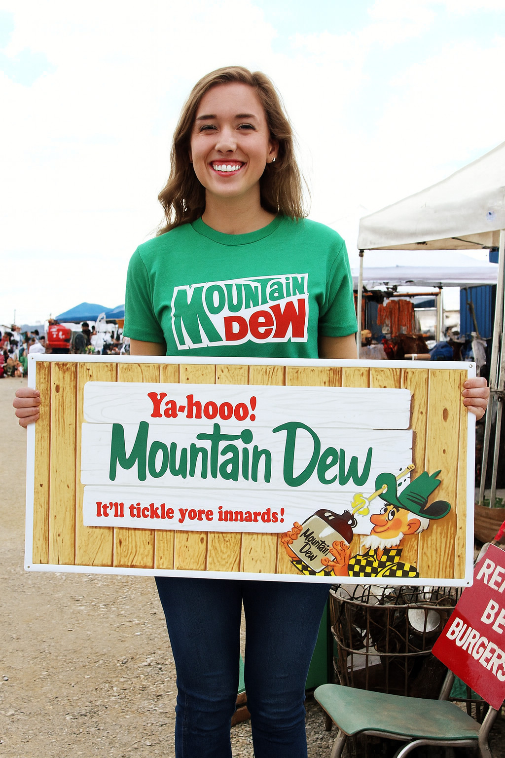 29.5" Mountain Dew Embossed Steel Sign Fence Advertising Hillbilly Sign