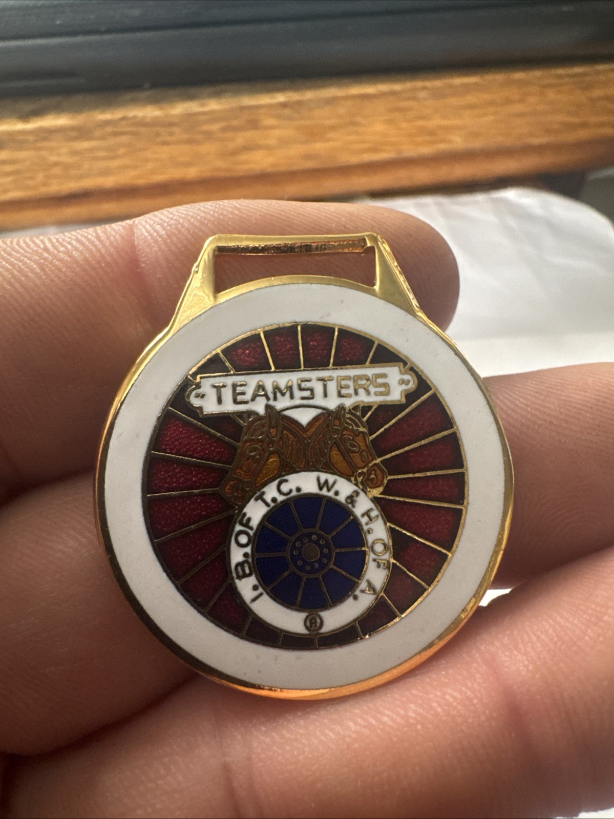 Vintage IBOFTCW &H Of A. TEAMSTERS Metal Key Chain Ring WATCH Fob Free Shipping