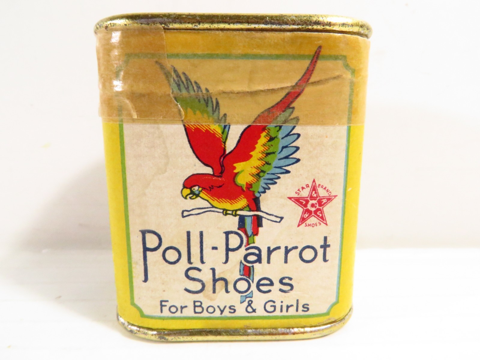 Vtg Poll-Parrot Leather Shoes Metal Coin Bank, Advertising, Children's Shoes