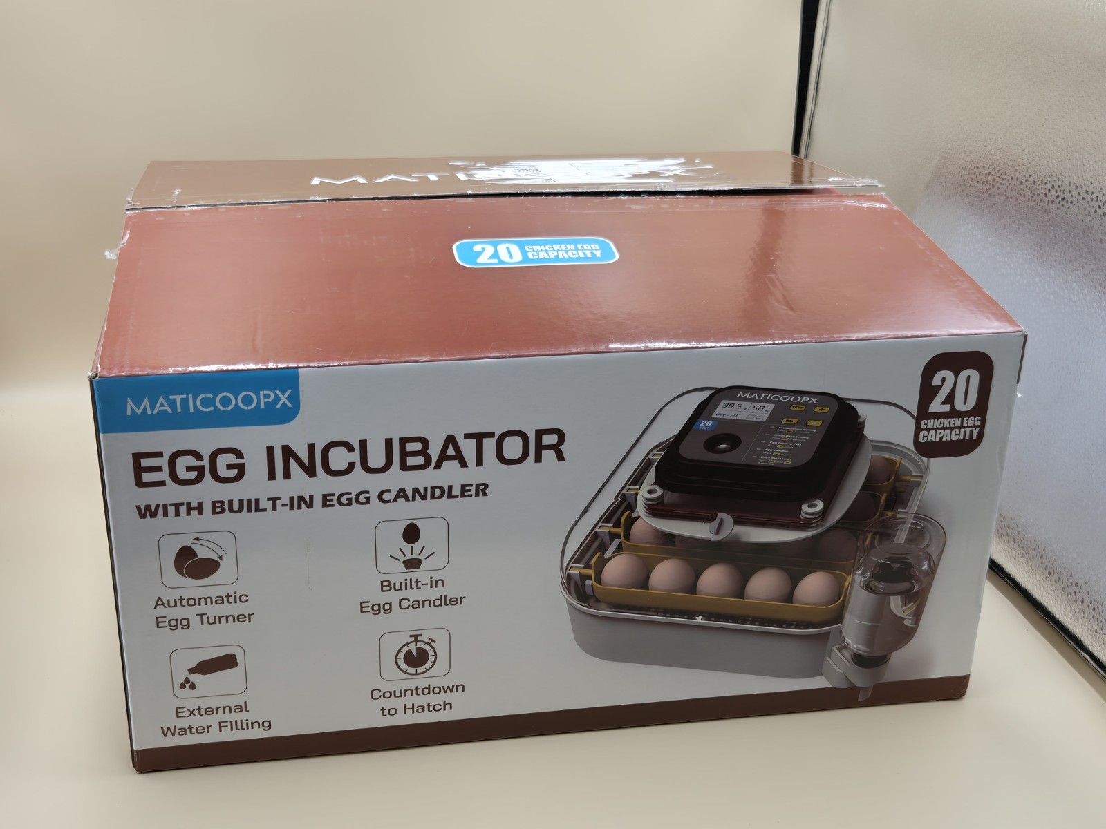 MATICOOPX 20 Egg Incubator with Humidity Display Egg Candler Automatic Egg Turne
