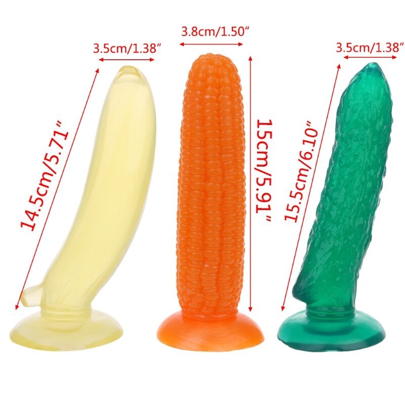 Artificial Penis Jelly Realistic Cucumber Banana Corn Suction Cup Dildo Sex Toys