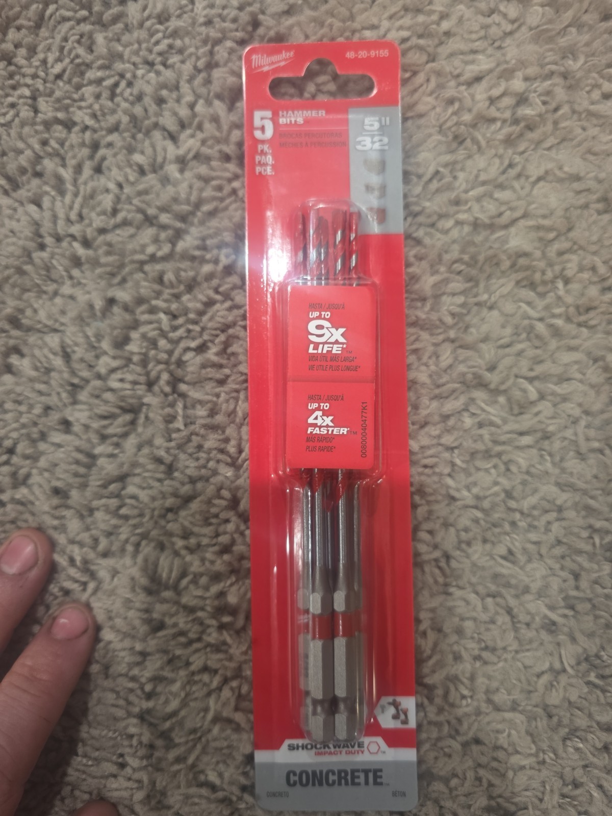 Milwaukee 5/32 in. SHOCKWAVE Carbide Hammer Drill Bits (5-Pack)