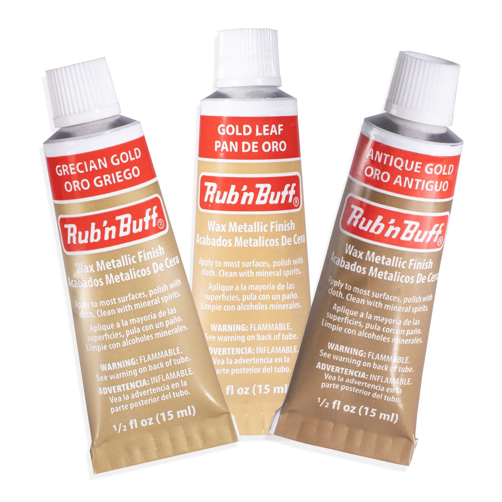 Rub n Buff Wax Metallic Finish 3 Color Kit - Antique Gold Grecian Gold and Go...