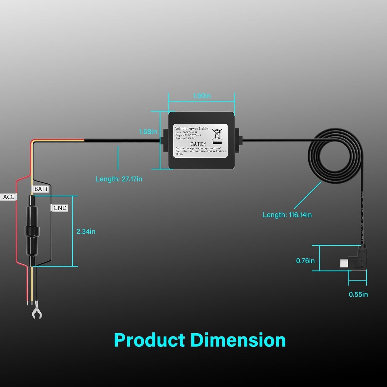 Replace For Garmin Dash Cams Parking Mode Cable 010-12530-03 12V