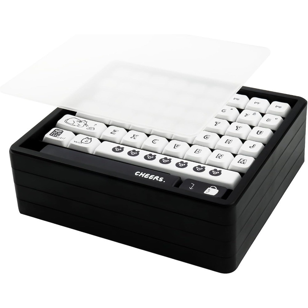 Dustproof Keycaps Storage Box with Visible Top Cover Holds 252 Keys for Cherry